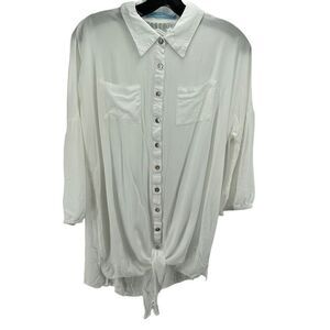 Solitaire Swim Womens Cover Up Lace Back Sheer Long Sleeve Casual White Large